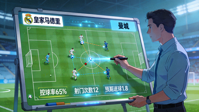 欧冠半决赛前瞻，数据分析师正在讲解两队战术板